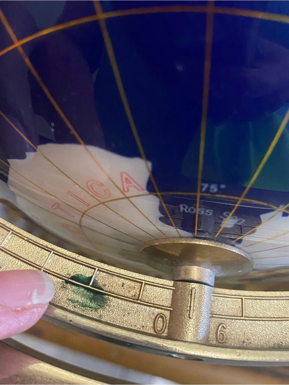 Lapis Gemstone Glob Compassion Decorative Globe W/Brass Tripod Base